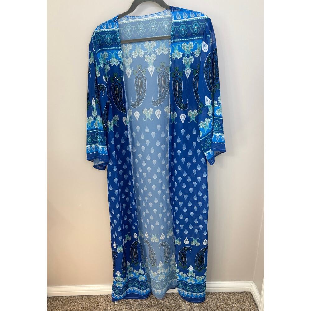 Polyester/Rayon long boho ankle length beach coverup,inspired by Japenese Kimono